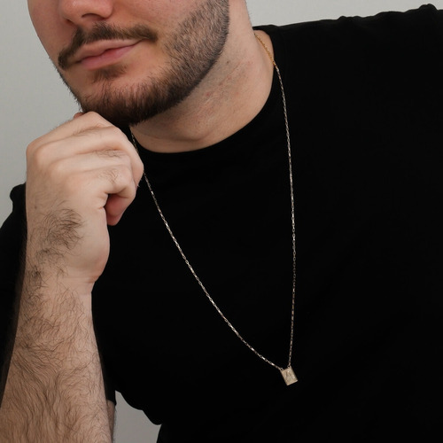 Imagem 2 de 4 de Escapulário Masculino Sagrado Coração Banhado Ouro 18k