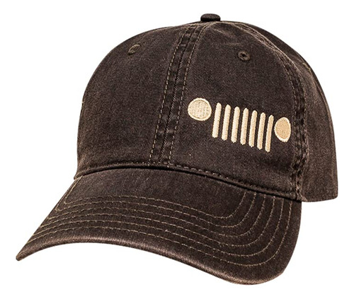 Jeep Grille Logo Garment Washed Hat Negro, Negro -