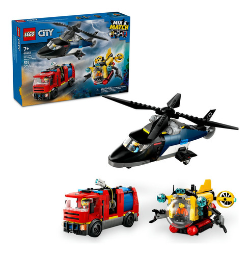 Lego City: Helicóptero, Camión De Bomberos Y Submarino 60462