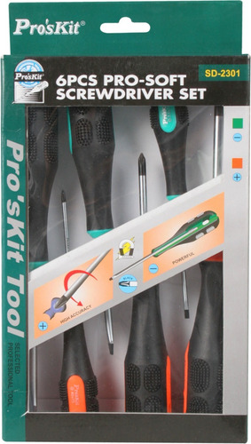 Imagen 2 de 3 de Kit De Desarmadores Con Mango 6pzs Ergonómico Antideslizante
