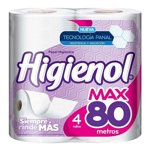 Imagen 1 de 1 de Papel Higienico Higienol Max 80 Metros Bulto 10 Paquetes 4 U