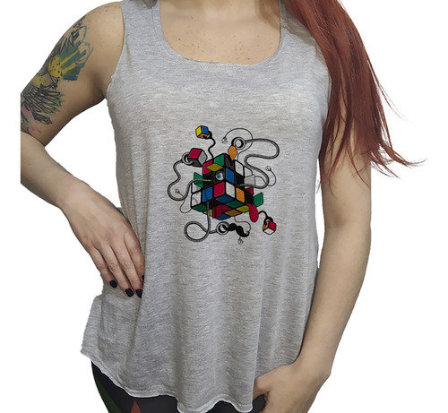 Musculosa Dama Cubo Rubik Magico Multicolor