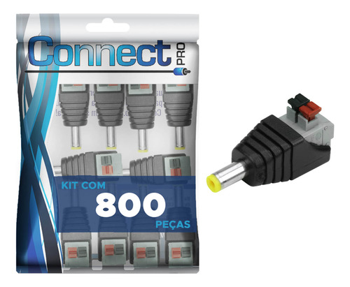 800x Conector P4/dc Macho Com Borne 2.1 5.5mm Engate Rápido