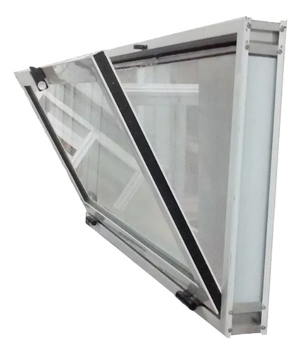 Ventana Banderola Aluminio 200x40 Vidrio Entero 4mm Con Reja Blanco
