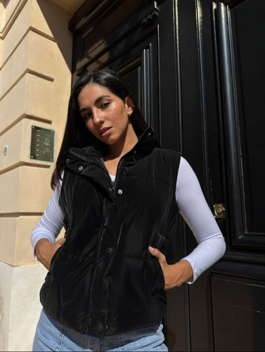Chaleco Cuerina Gamuzada Con Corderito Mujer Abrigado Urbano