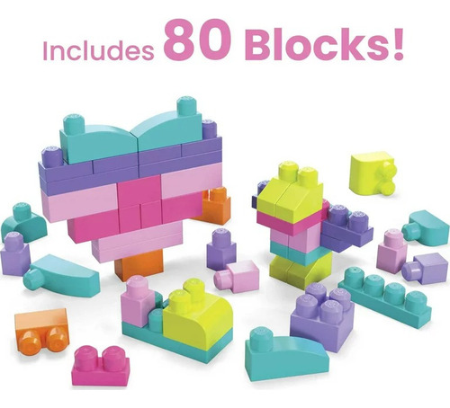Mega Bloks Fisher-price Toy Blocks Con Almacenamiento 80 Pzs