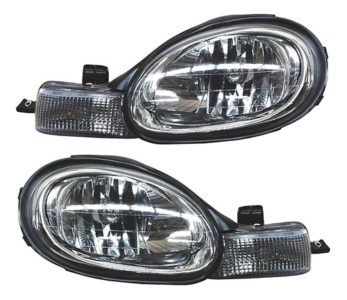 Set Faros C/cuarto Fondo Crom Tyc Dodge Neon 00/02