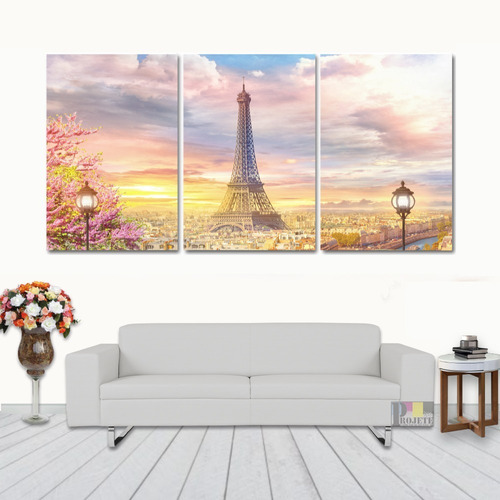 Quadros Decorativo Paris Torre Flor Cidade 120x60 Lindo N4