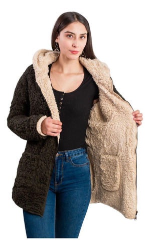 Chaqueta  Reversible Con Gorro - Corderito Moda Invierno