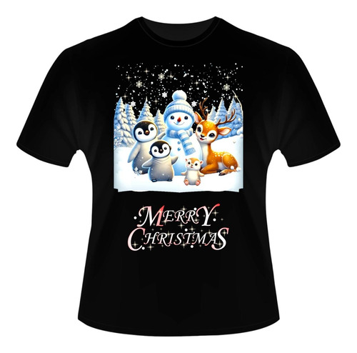 Playera Navidad Muñeco De Nieve, Pingüinos Y Reno Navideño