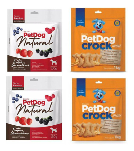 Kit 4 Biscoitos Naturais Super Premium Para Cachorros.