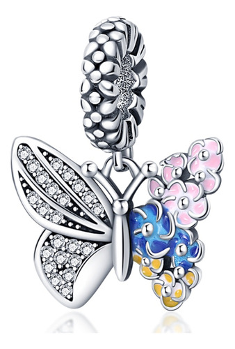 Charm Mariposa Bicolor Plata Ley S925