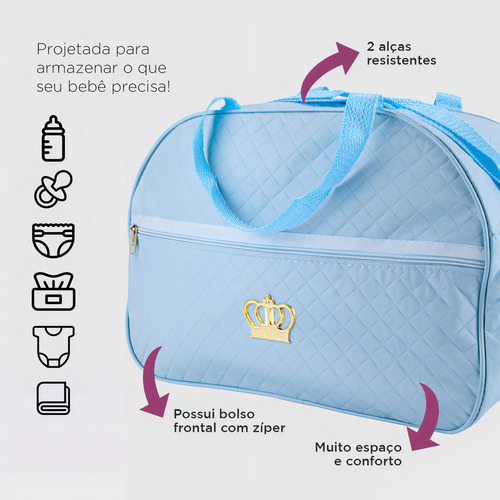 Kit Bolsa Mala Maternidade 2 Peças Reforçada Impermeável Menino Menina Cor Azul Bebê Mochila