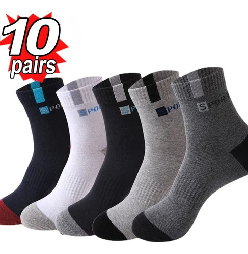 10 Pares Calcetines Hombre Algodón Casual A Rayas