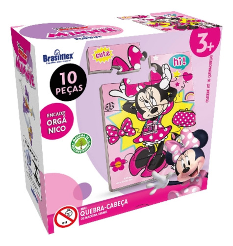 Mini Quebra Cabeça 10 Peças Minnie Mdf