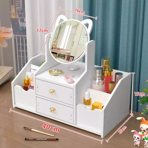 Lindo Organizador De Maquillaje Multifuncional Con Espejo