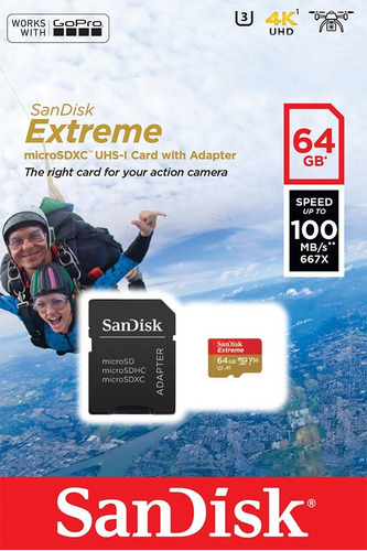 Cartão Memória Sandisk Extreme Micro Sd 64gb 100mb/s Uhs-1