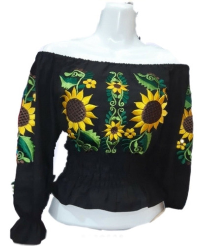 Blusa Ombliguera Artesanal. Girasoles