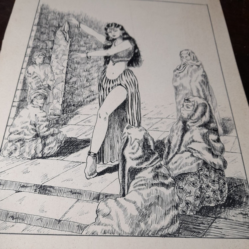 Imagem 1 de 6 de Pintura Desenho Bico De Pena Nanquim Antigo Sem Moldura