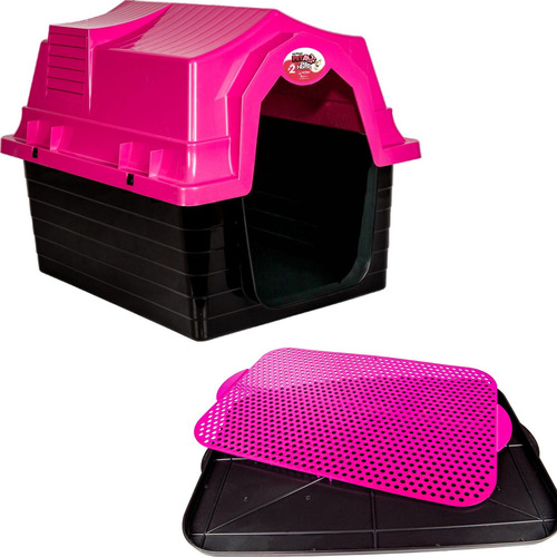 Kit Rosa Casinha E Tapete Color Para Cachorro Pequeno Porte