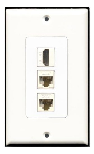 Placa De Pared Decorativa 1 Puerto Hdmi Y 2 Puertos Eth...