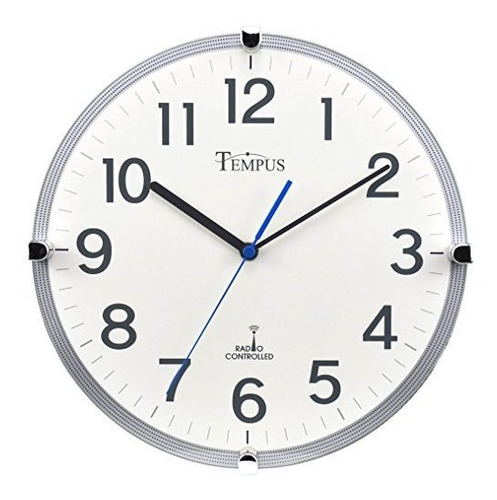 Tempus Contemporary Radio Controlled Wall Clock, Plastic Fra