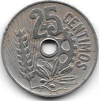 Moneda De España De 25 Centavos Año 1934 Republica Española