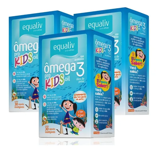 comprar Kit 3 Ômega 3 Pro Kids Concentrado Infantil Epa Dha Equaliv