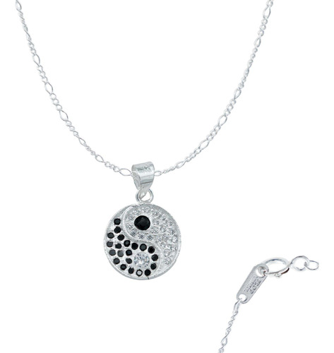 Collar Ying Yang Zirconias Equilibrio Plata Ley 925