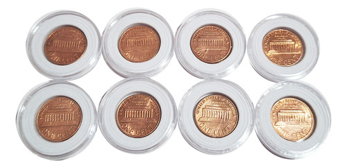 8 Monedas One Cent Un Centavo Estados Unidos Cobre Cápsula (Usado)