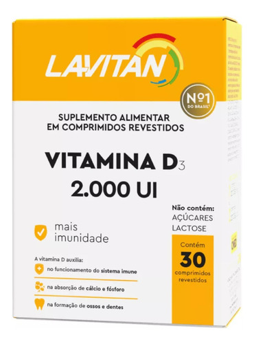 Lavitan Vitamina D 2000ui 30cp - Cimed Sem Sabor-Without flavor