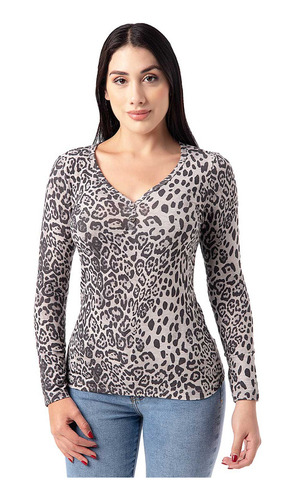 Polo Moda Jersey Full Lycra Pionier Animalprint_s Mujer