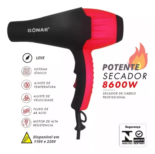 Secador De Cabelo Profissional 3200w Leve Potente C/ Difusor