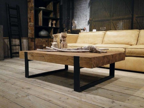 Mesa De Centro Rústica De Madera De Durmientes De Roble
