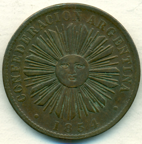 Conf Argentina Moneda Cobre 4 Centavos 1854 Rev Medalla Rara