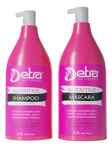 Kit Nutrive Frutas Vermelhas Shampoo E Mascara 2,5lt Detra