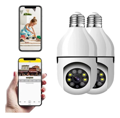 Kit 2 Camera Ip Inteligente Lampada Panoramica Yoosee Wifi