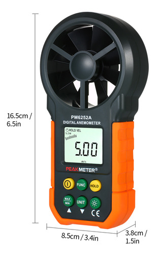 Anemómetro Peakmeter Cfm Portátil Mide Velocidad Del Viento