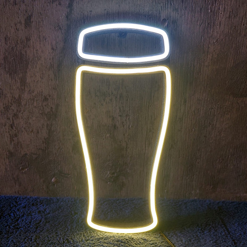 Cartel Neón Led 12v Cerveza Vaso Deco Bares