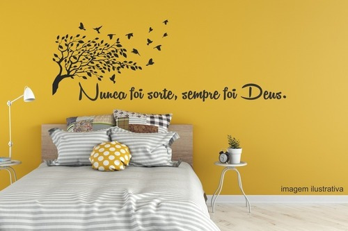 Adesivo Decorativo Nunca Foi Sorte Sempre Foi Deus 140x60cm Cor Preto