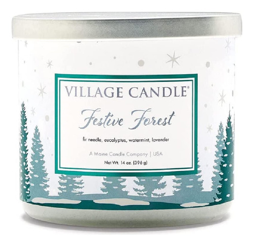 Village Candle Festive Forest - Cuenco Luminoso Con Tapa Pla