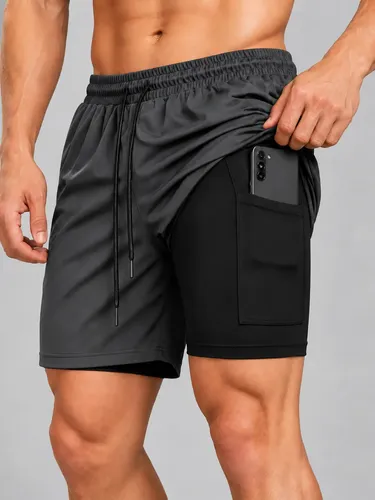 Johnny Key Shorts 2 Em 1 Térmico De Compressão Bolso Secreto Academia