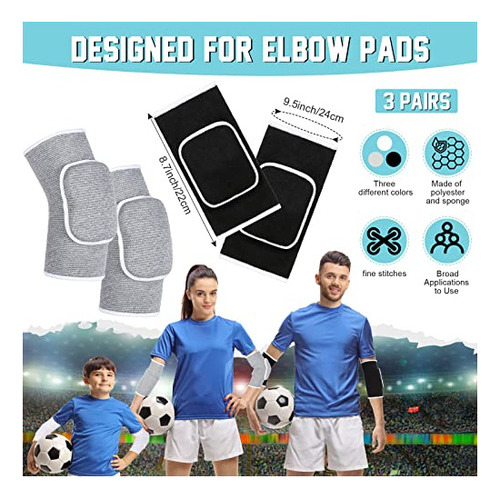 3 Pares De Coderas Transpirables De Apoyo Para Voleibol, Par
