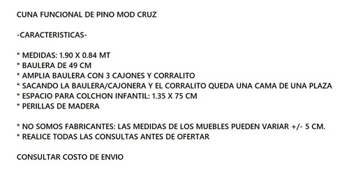 Imagen 5 de 8 de Cuna Funcional De Pino Mod Cruz