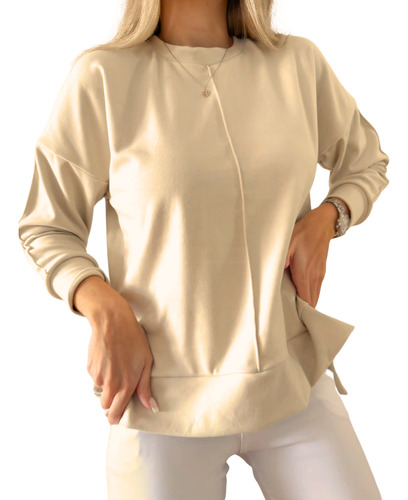 Buzo Mujer Casual Suave Calentito Corte Relax Otoño Invierno