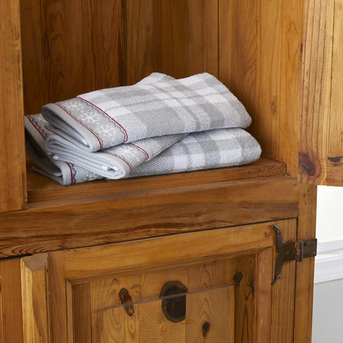 Toalla De Baño A Cuadros Gris 70 X 140 Cm