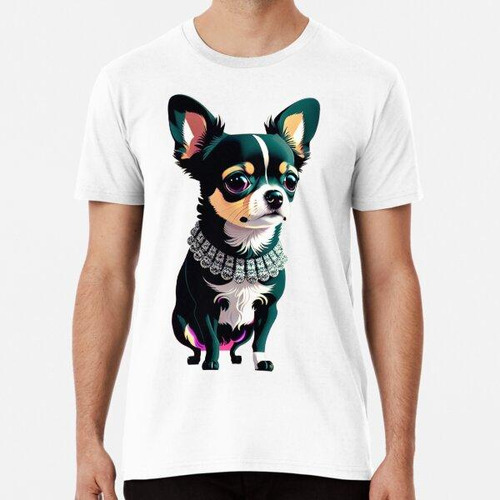 Remera Lindo Chihuahua Con Elegante Collar Algodon Premium