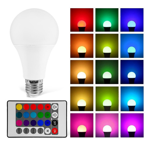 Lampara Led Colores A Control Remoto 10w Regulable Rgb