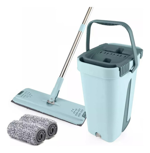 Trapeador Giratorio Auto Exprimible 360° Con 2pzs Microfibra Color Azul Acero