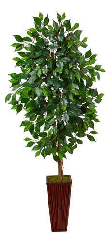 5 Pies Árbol Artificial Ficus En Jardinera De Bambú